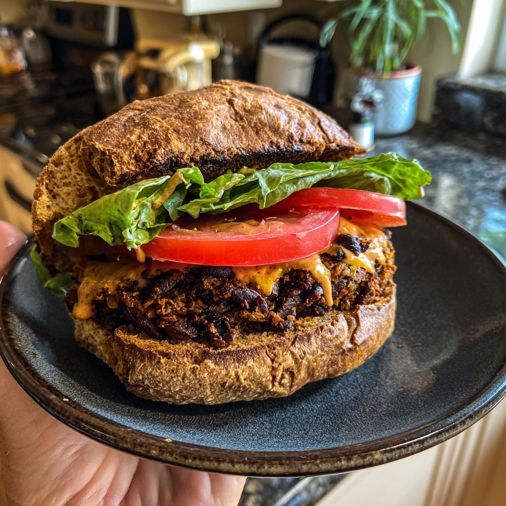 Würzige Schwarze Bohnen Burger