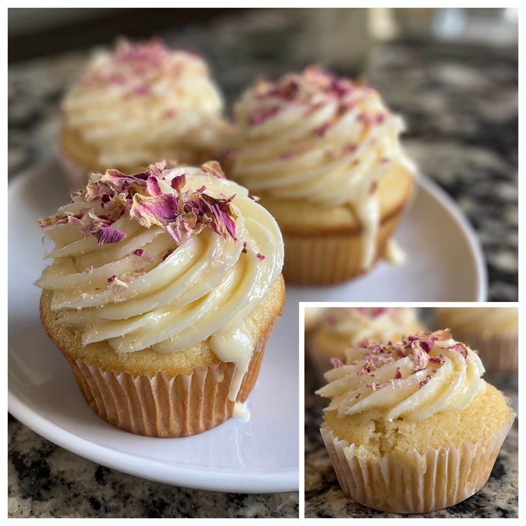 Rosenblüten Vanille Cupcakes