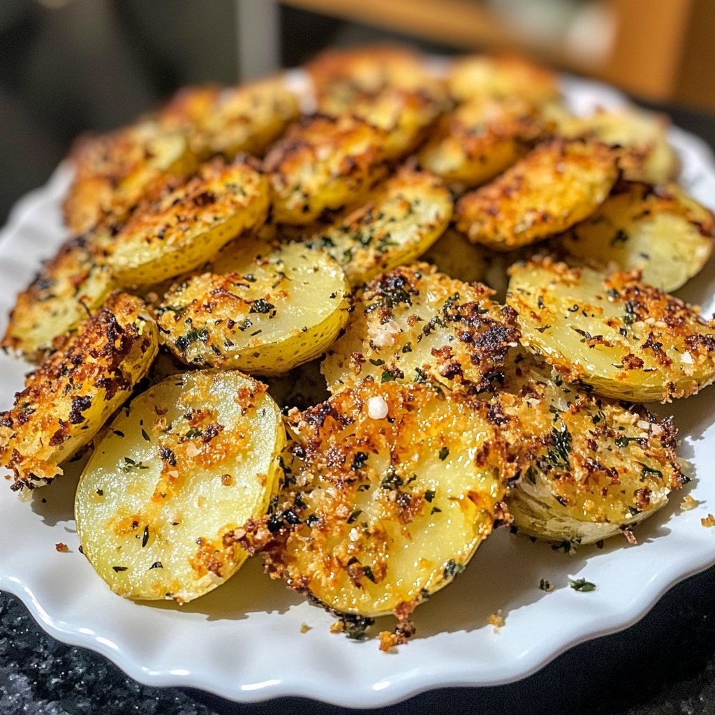 Knusprig geschlagene Kartoffeln Knoblauch