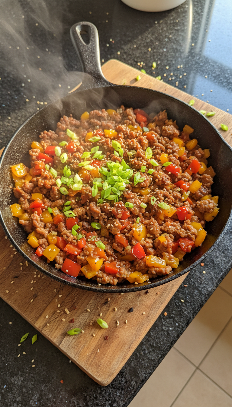 Schnelle Asia Hack Pfanne