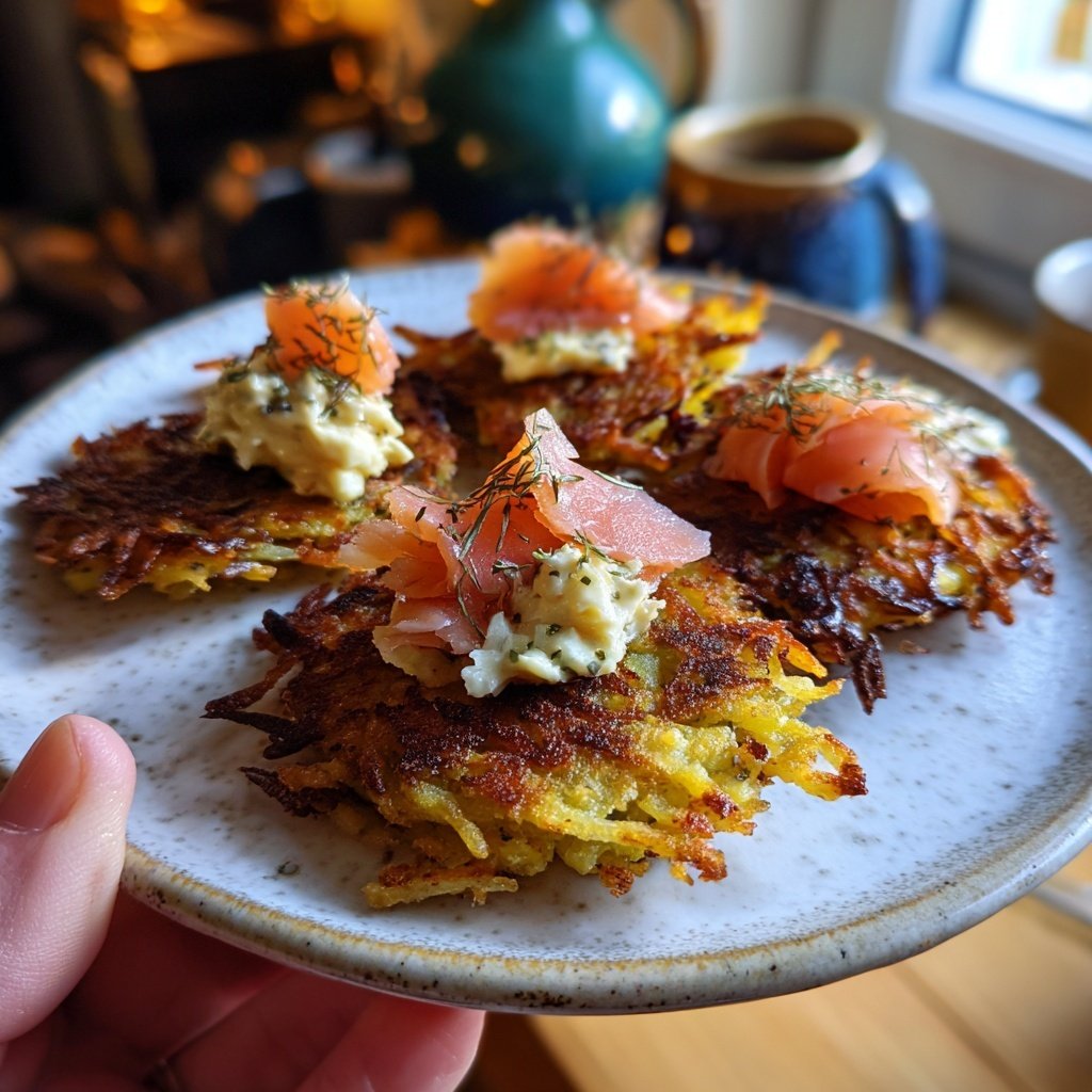 Mini-Kartoffelrösti mit Räucherlachs