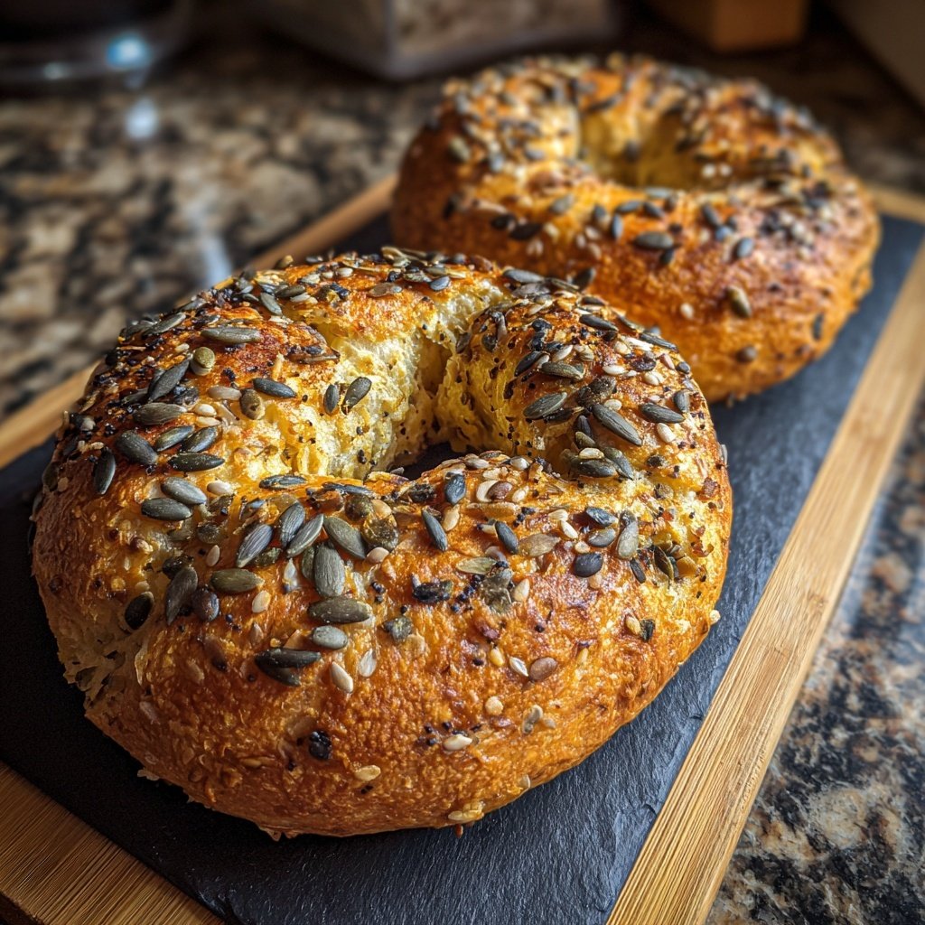 Protein Bagels mit Sonnenblumenkerne Krunch