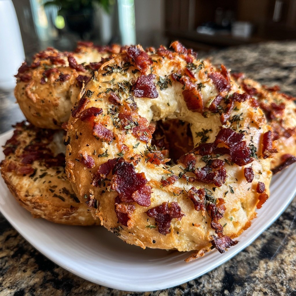 Protein Bagels mit Speck Bits würzig