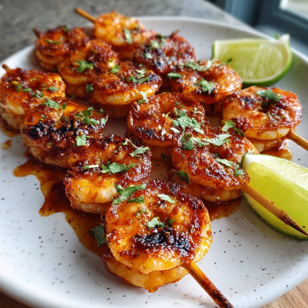 Sriracha Limetten Garnelenspieße