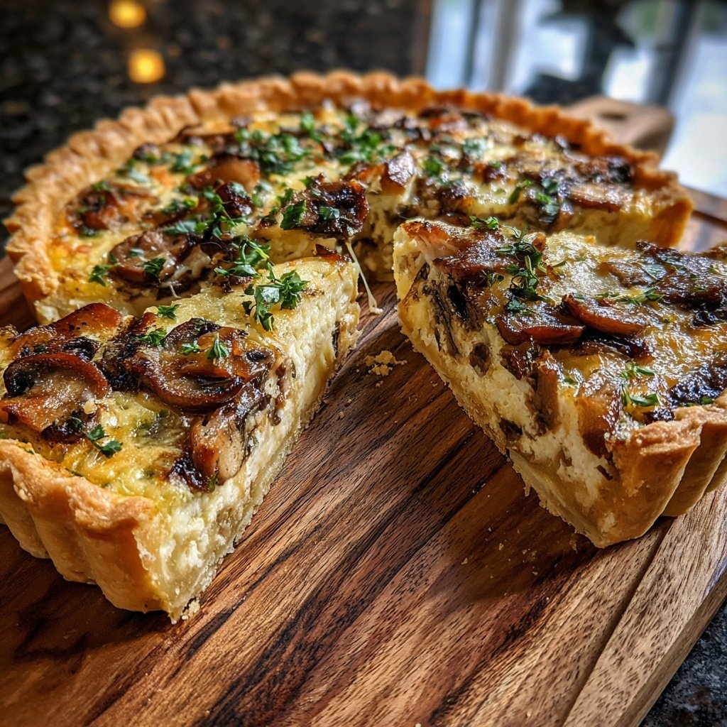 Pilz Käse Frühstücks Quiche