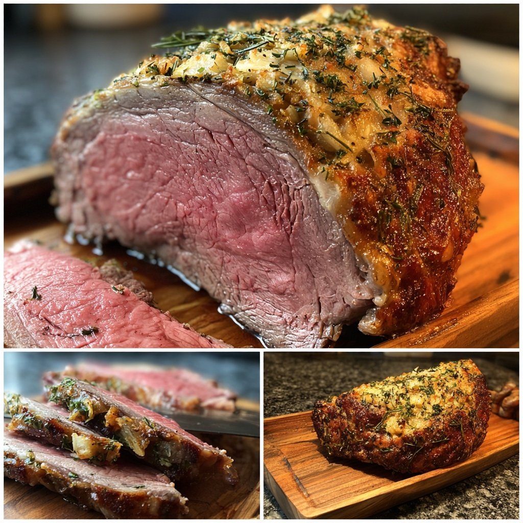 Prime Rib mit Knoblauch Kräuter Kruste