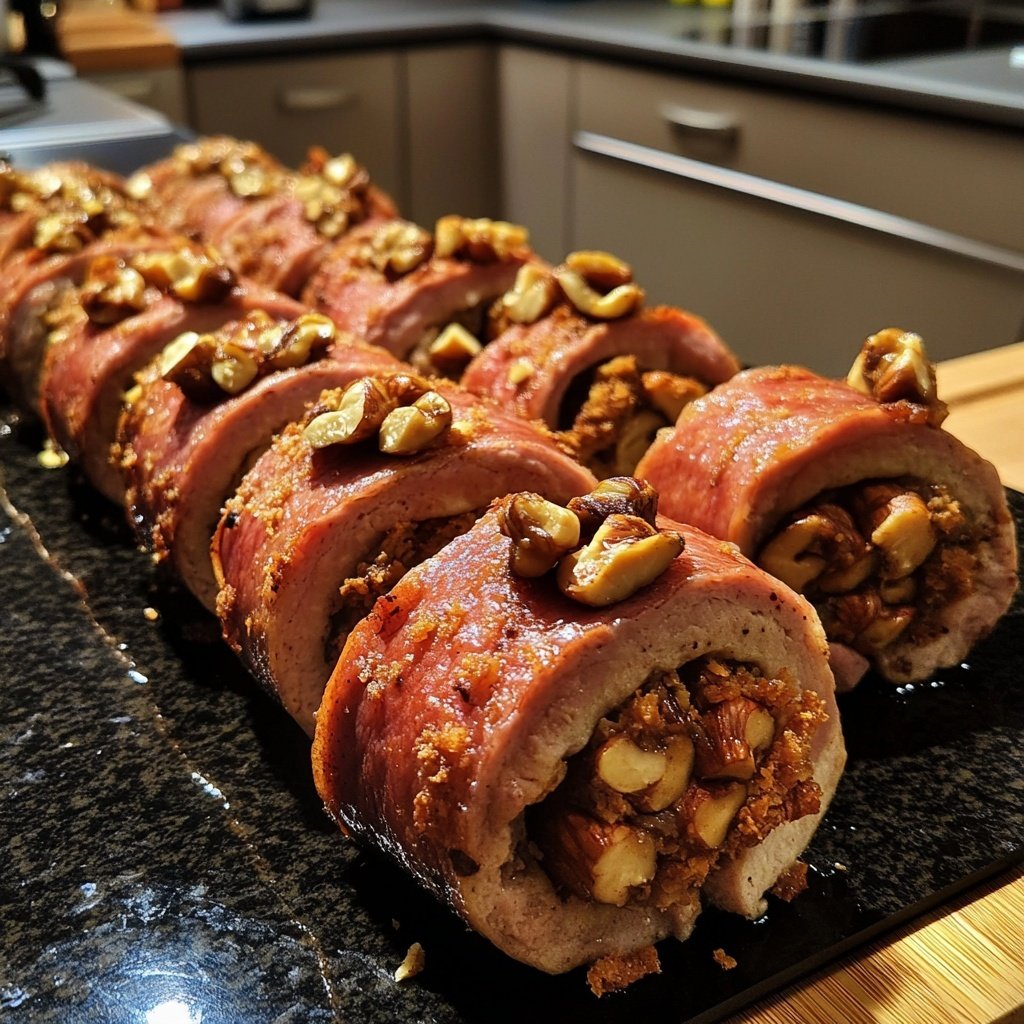 Rotkohl-Rouladen mit Pilz-Nuss-Füllung