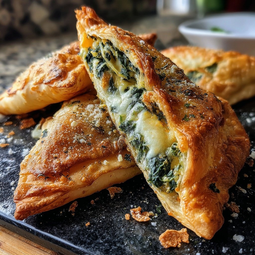 Herzhafte Spinat Käse Blätterteigtaschen