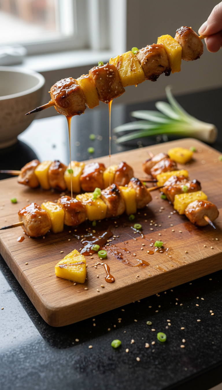 Teriyaki Ananas Hähnchen Spieße