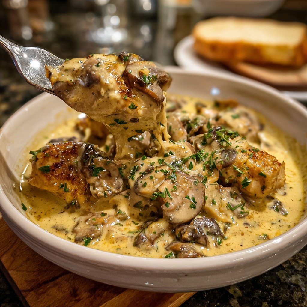 Cremige Pilz Hähnchenpfanne