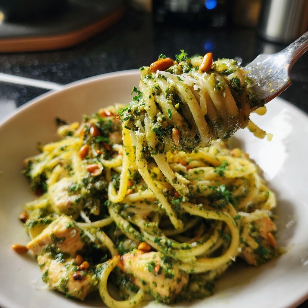 Cremige Pesto Hähnchen Pasta