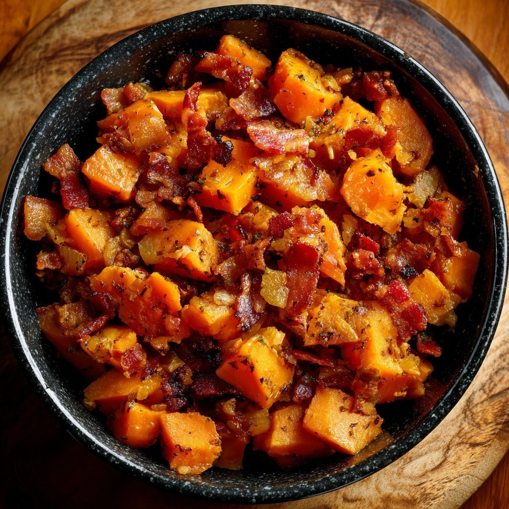 Süßkartoffel Eintopf mit Speck