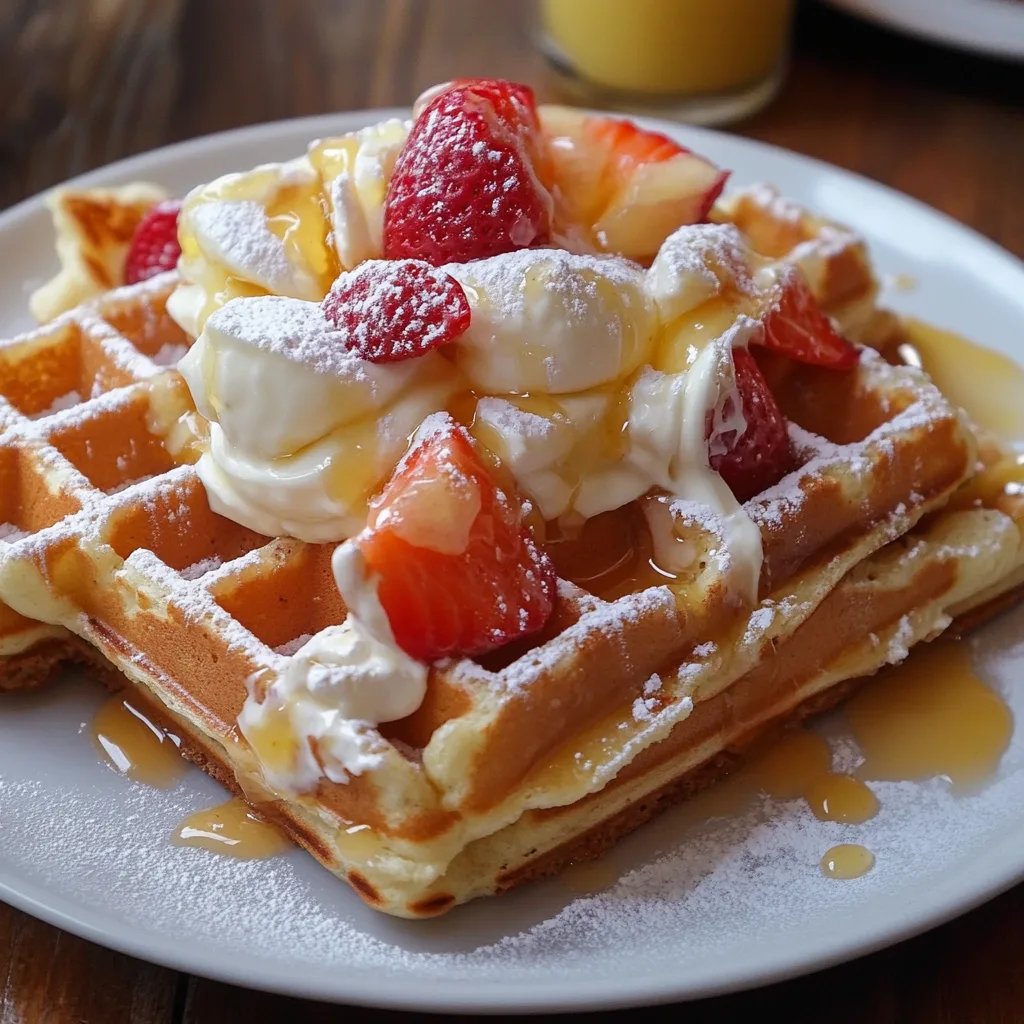 Apfel-Zimt-Waffeln mit Vanillesauce